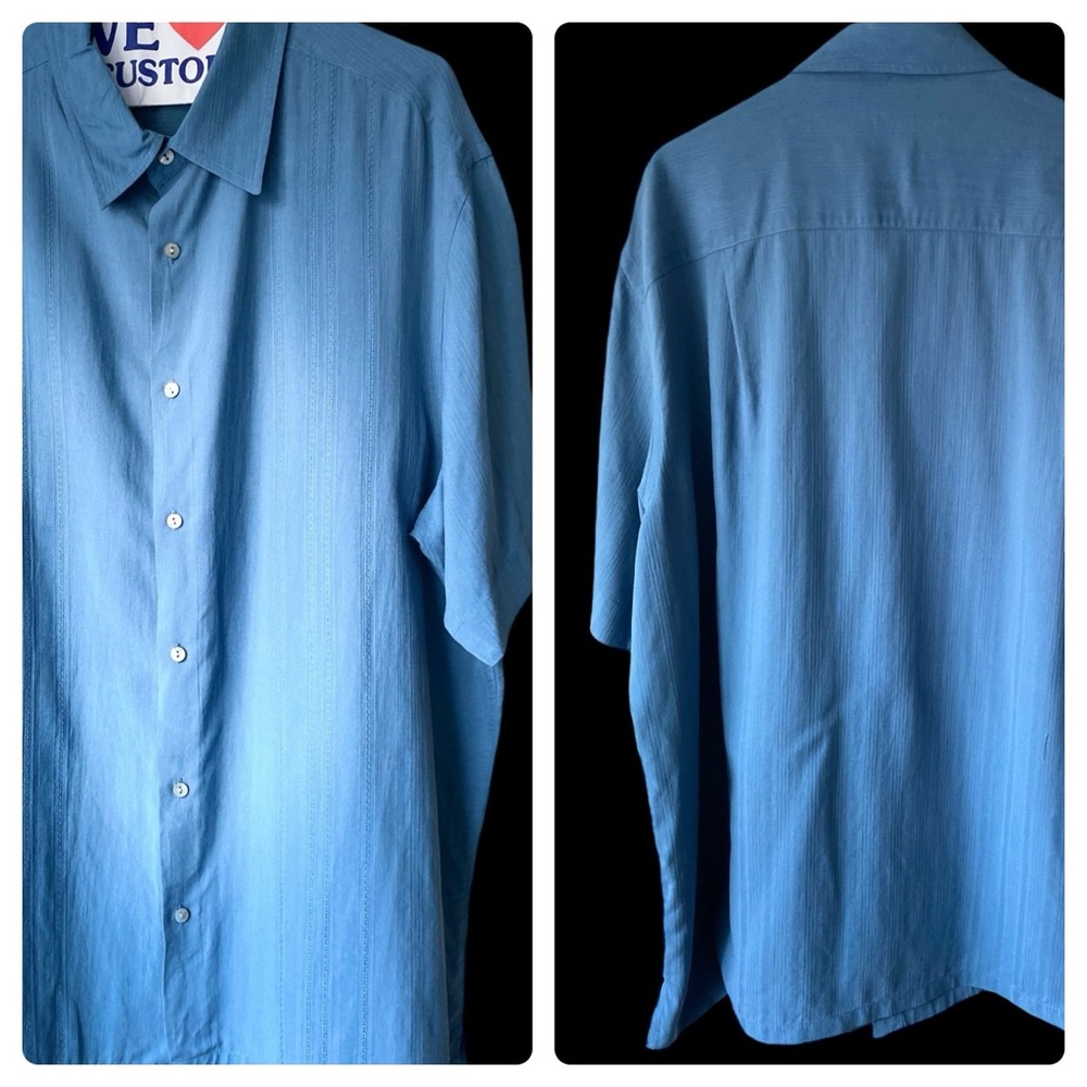 ALFANI - 100% Silk Button Down Short Sleeve Shirt XL